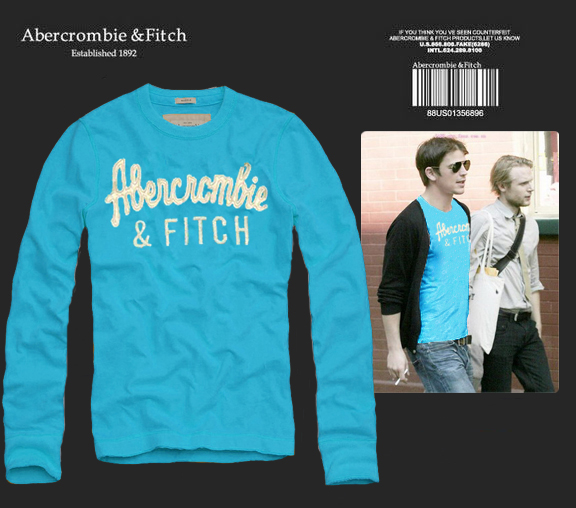 Abercrombie Fitch Hombres De Cuello Redondo Con Gente Fotos Largo Remera AF6147